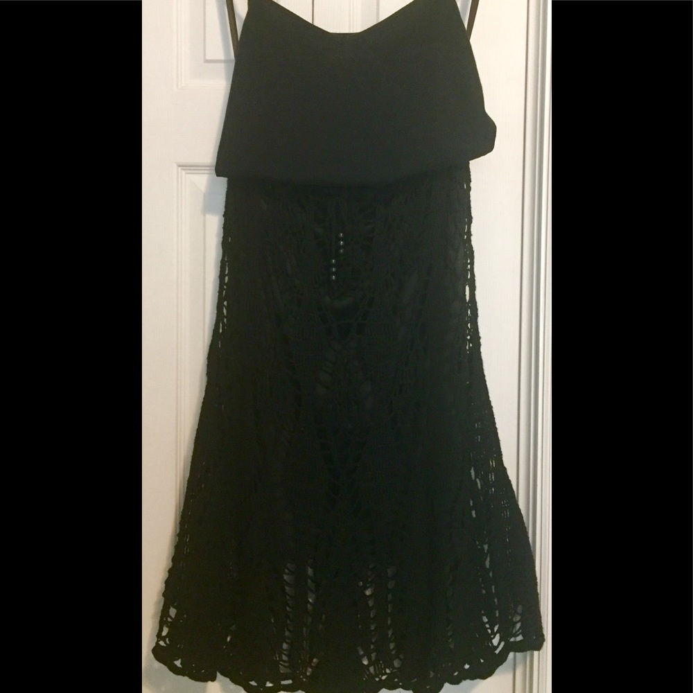 Vintage Crochet Black skirt, top by Uniform Petite